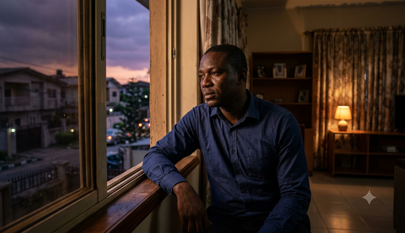 A man sitting alone, quietly reflective — The Invisible Husband Syndrome